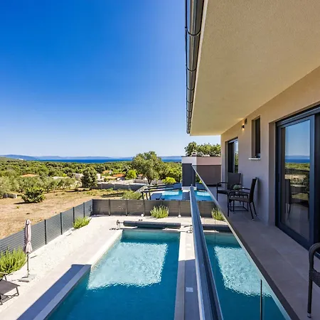Malena Near Medulin For 8 Persons With 51 M2 Heated Pool, Wellness & Beautiful Sea View Villa