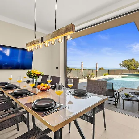 Malena Near Medulin For 8 Persons With 51 M2 Heated Pool, Wellness & Beautiful Sea View Villa